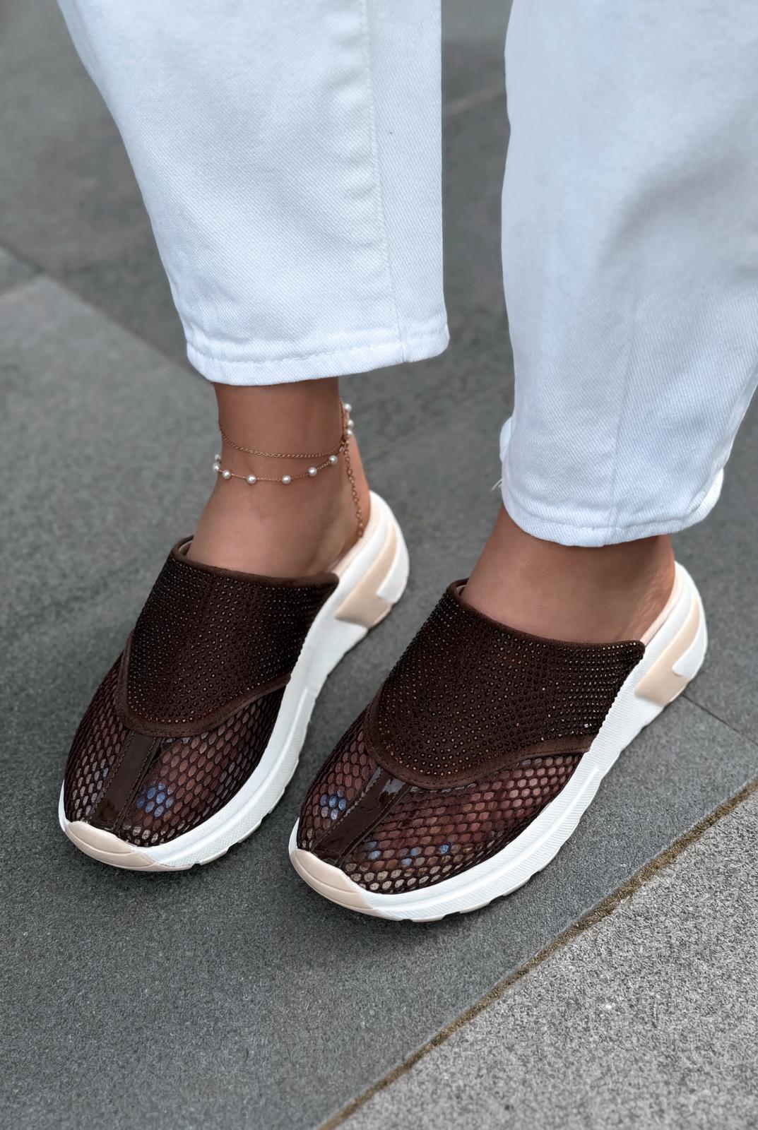 Selrin Kadın Spor Terlik Acıkahve - ILOVESHOES