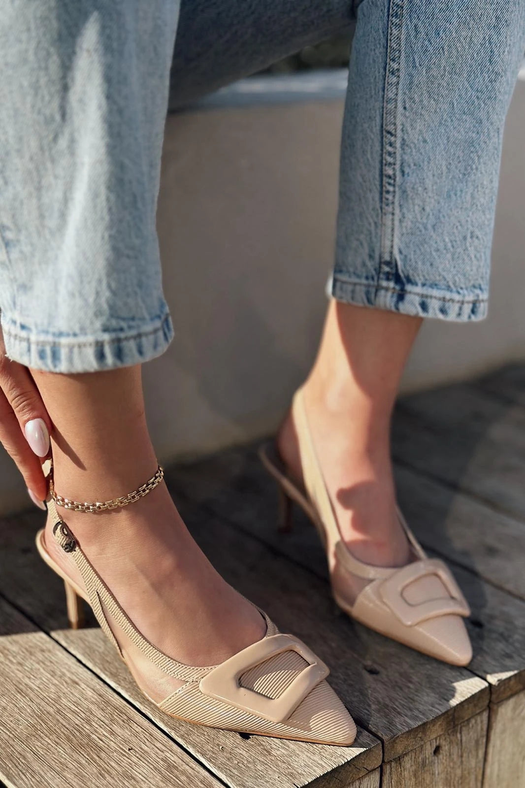Donita Rugan Toka Detaylı Stiletto Nude