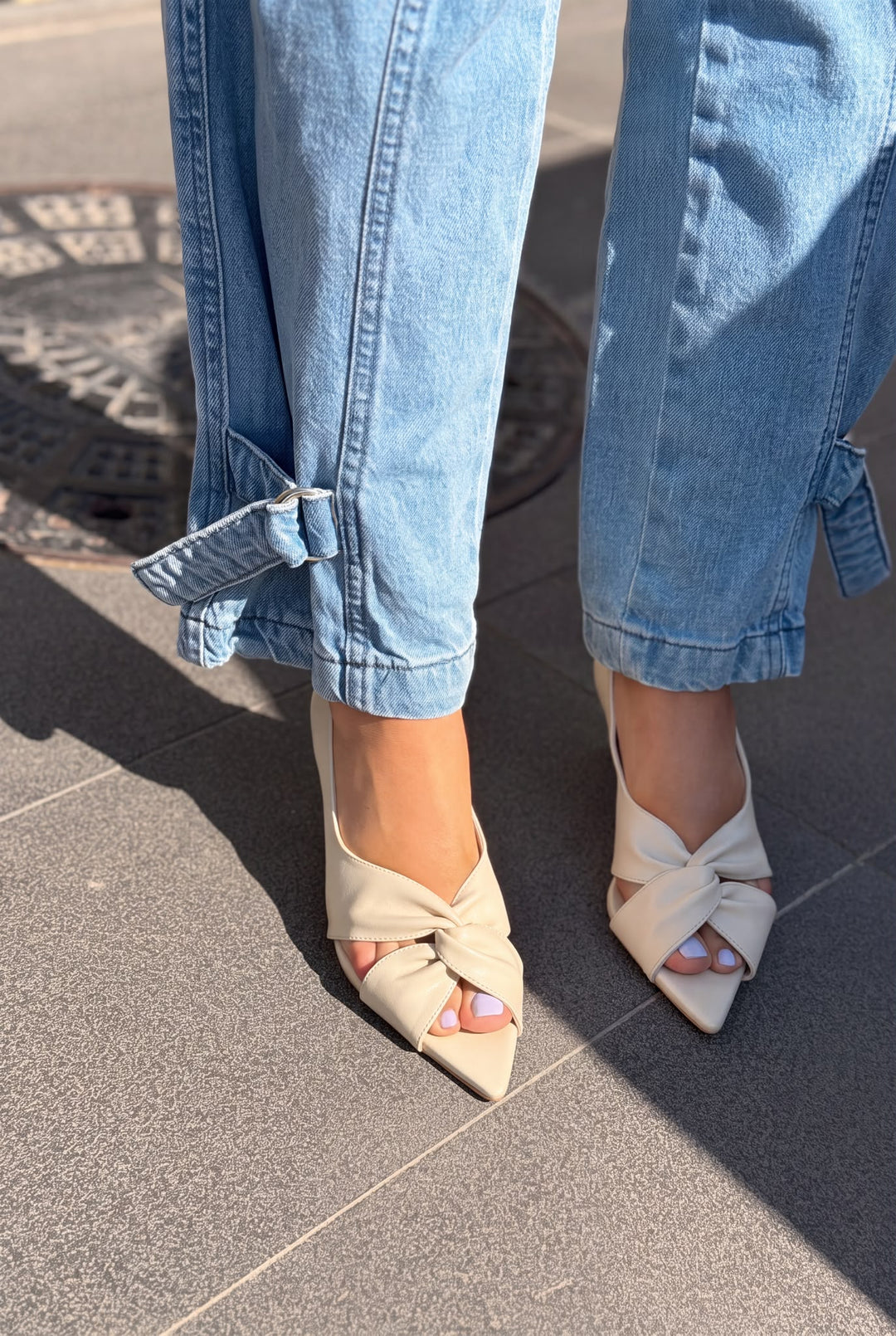 Viona Bej Mat Deri Kadın Topuklu Sandalet - ILOVESHOES