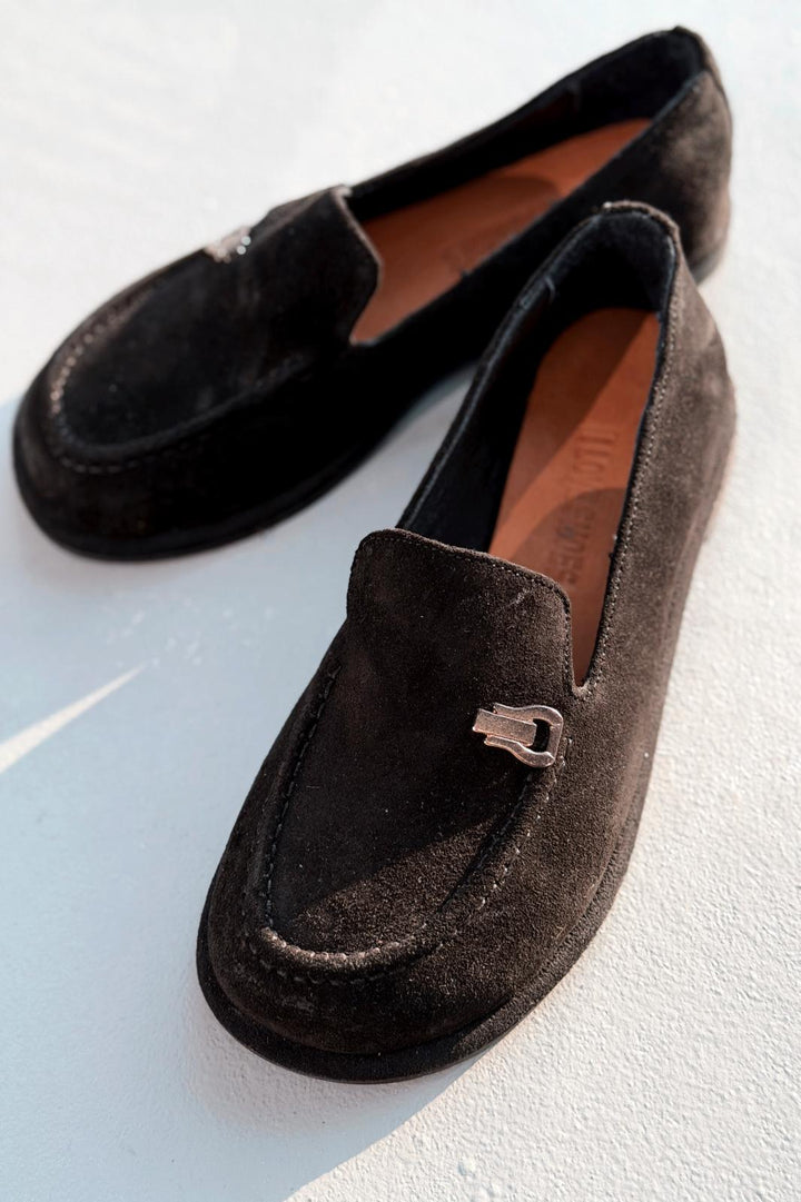 Rasen Hakiki Süet Kadın Loafer Siyah - ILOVESHOES