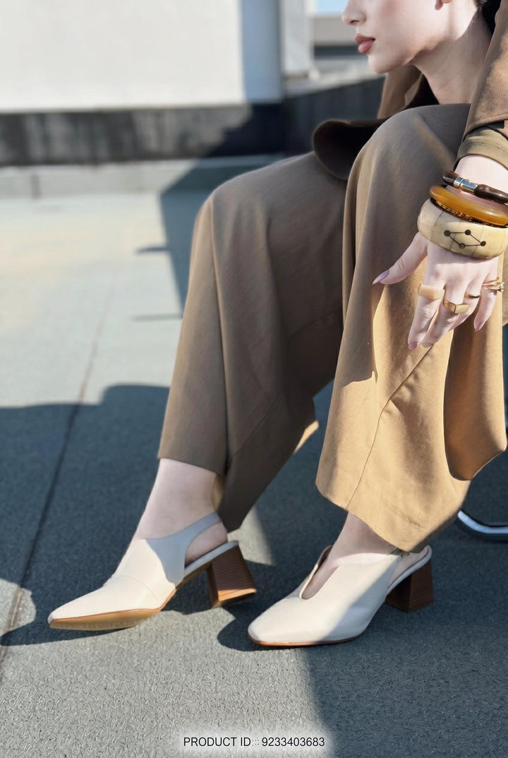 Pelora Beyaz Mat Deri Kadın Topuklu Ayakkabı - ILOVESHOES