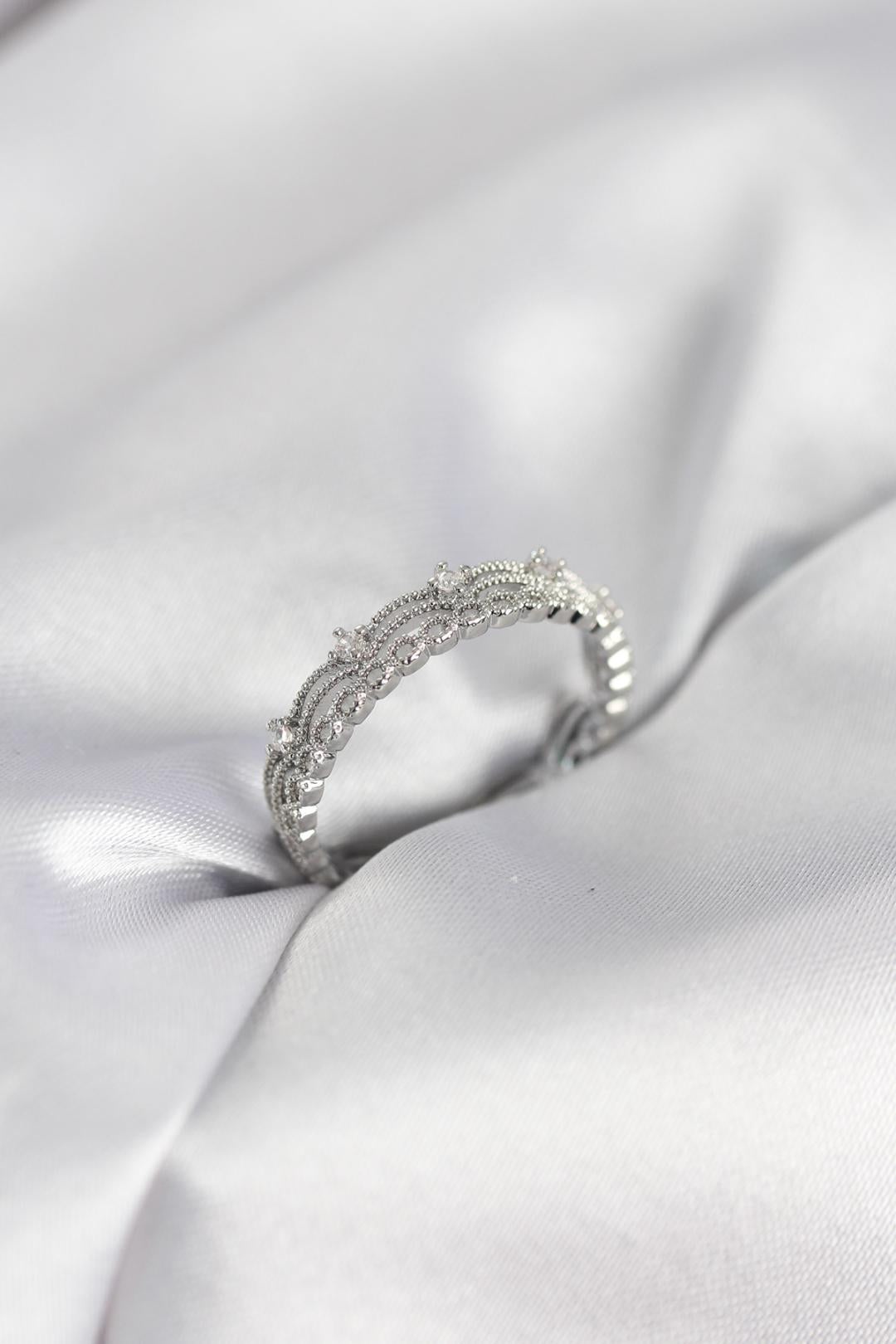 ILS - 1090 Kadın Yüzük Gümüş Pirinç Zirkon Taşlı - ILOVESHOES