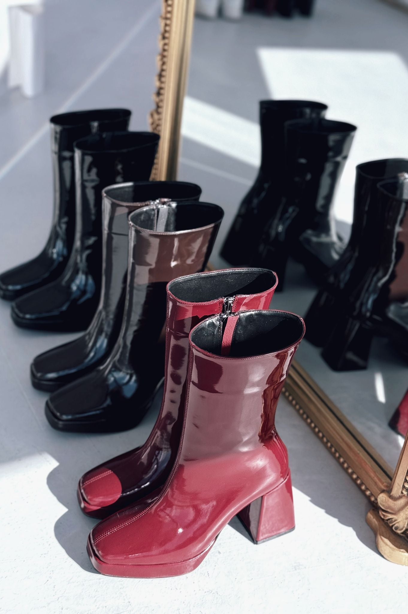 Polinca Rugan Platform Topuklu Bordo Kadın Bot - ILOVESHOES