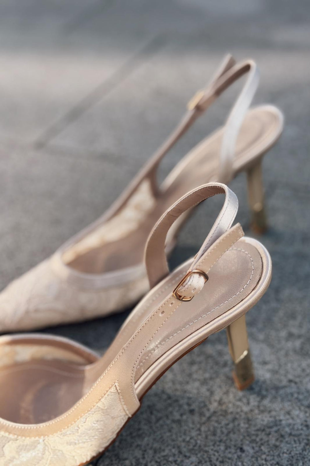 Delren Stiletto Bej Dantel - ILOVESHOES