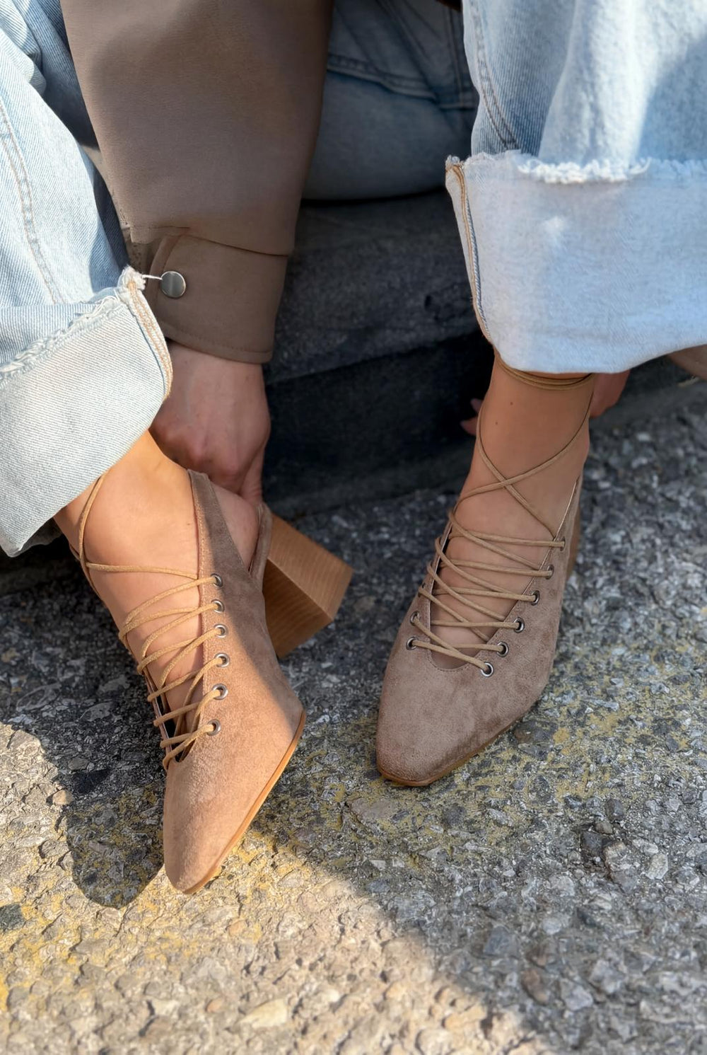 Yorella Topuklu Ayakkabı Camel Süet - ILOVESHOES