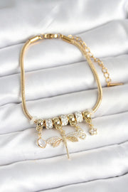 ILS - 1028 Kadın Bileklik Gold Pirinç Yusufçuk Charmlı - ILOVESHOES