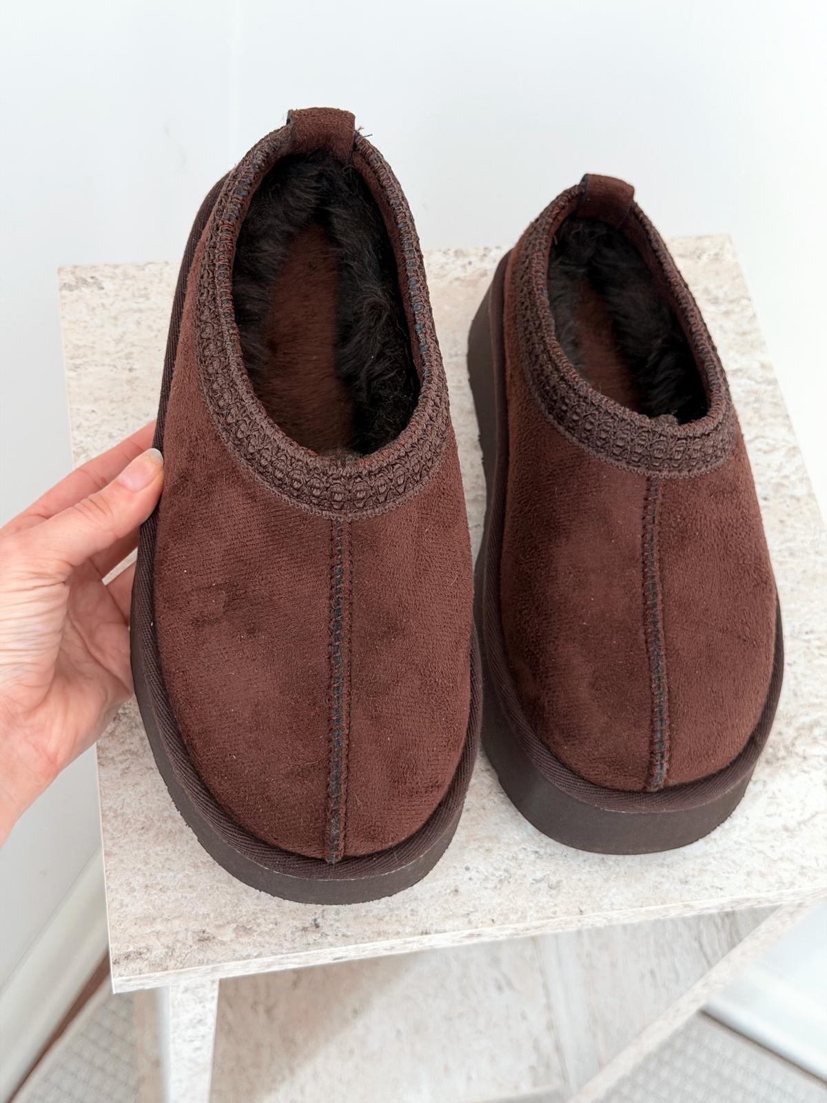 Lefani Kadın İçi Tüylü Terlik Acıkahve Süet - ILOVESHOES