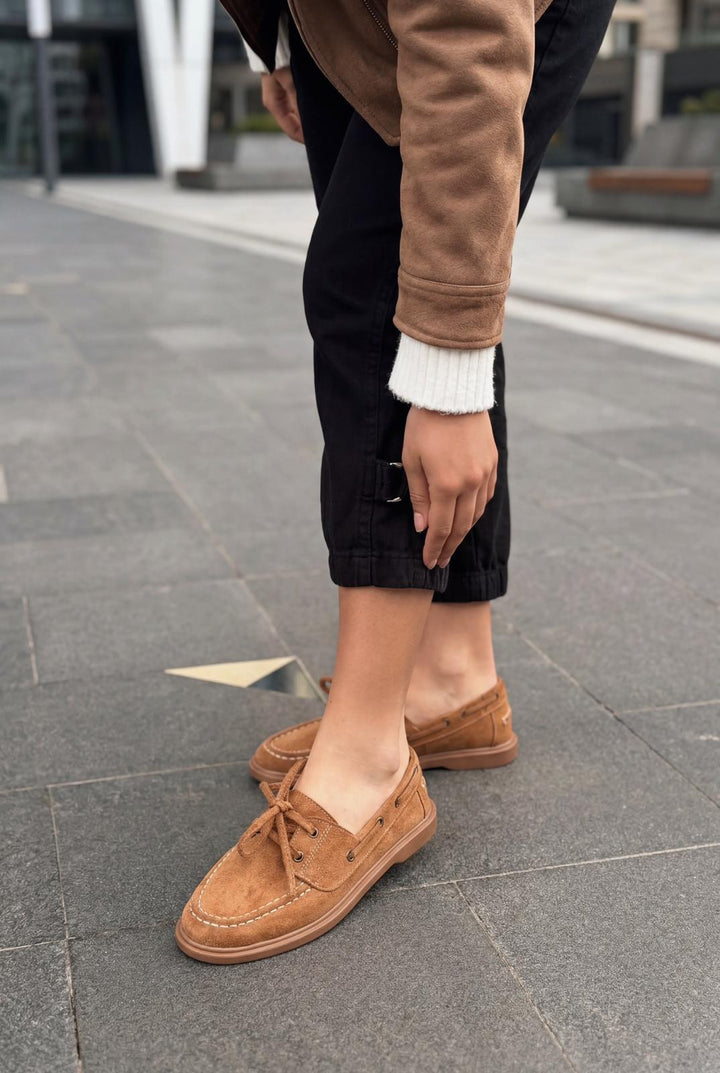 Morin Kadın Oxford Ayakkabı Taba Süet - ILOVESHOES