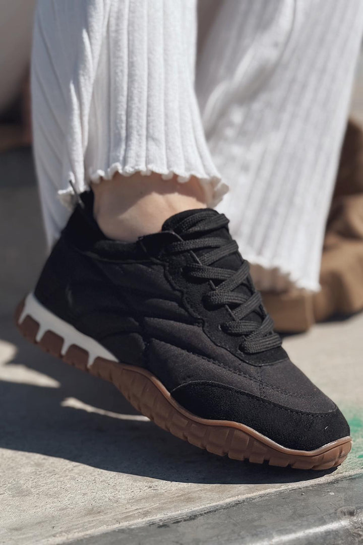 Romine Paraşüt Kumaş Siyah Kadın Spor Ayakkabı - ILOVESHOES