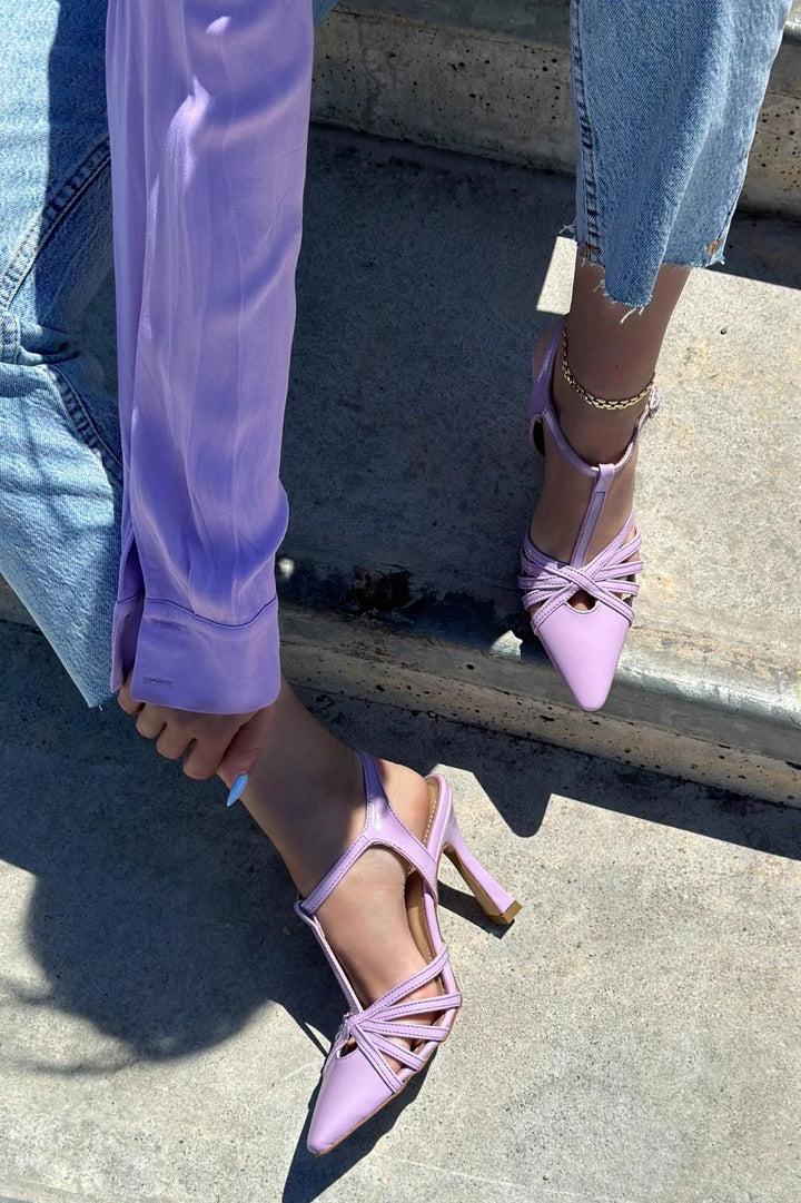 Sonedra Rugan Çapraz Bant Detaylı Stiletto Lila