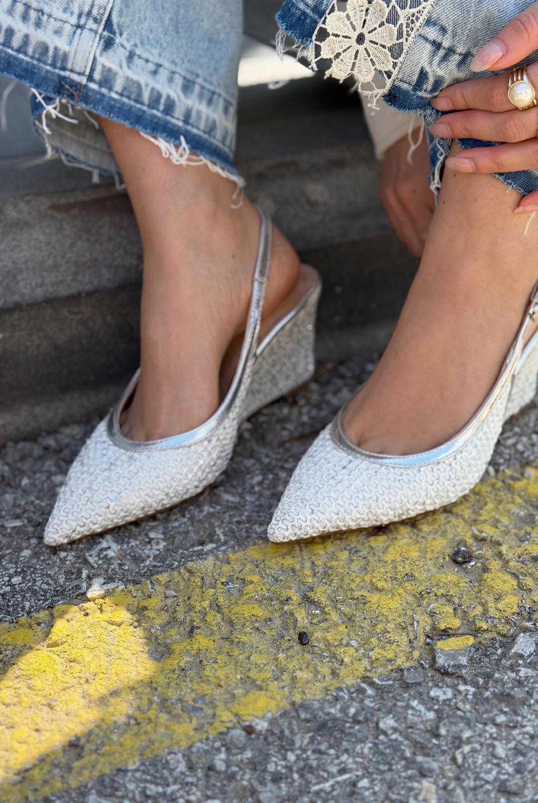 Solthera Gümüş Kadın Dolgu Topuklu Stiletto - ILOVESHOES