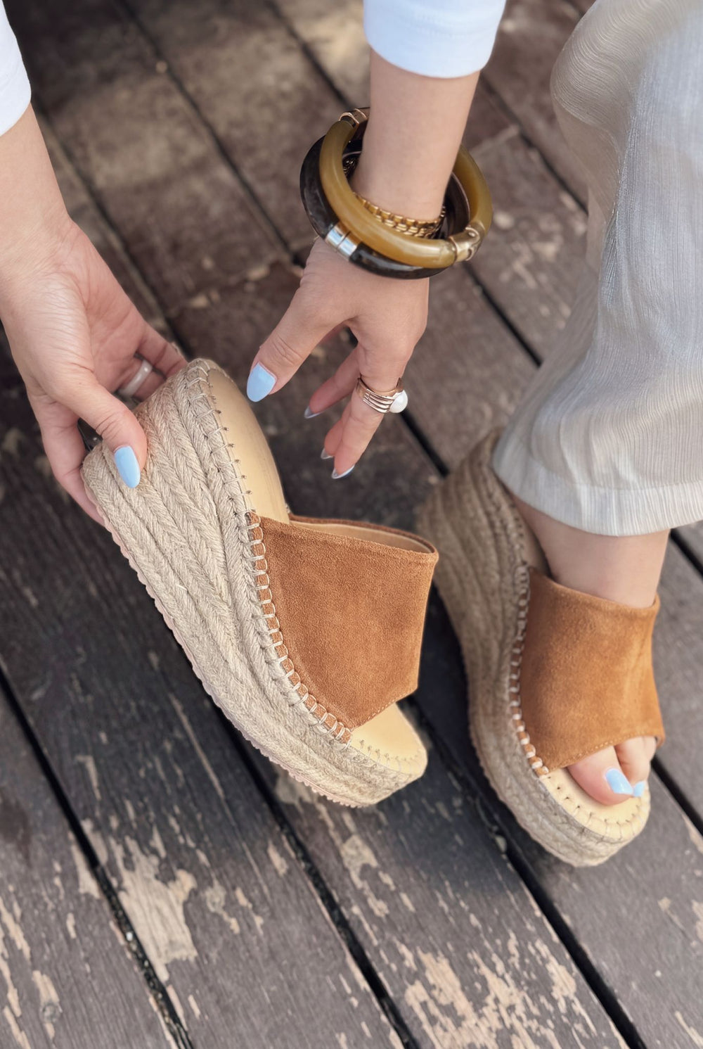 Lorver Taba Hakiki Süet Kadın Dolgu Topuklu Terlik - ILOVESHOES