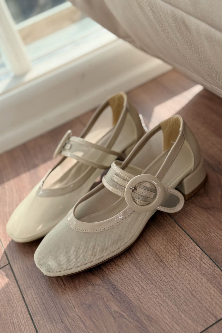 Cyreya File Bej Toka Detaylı Mary Jane - ILOVESHOES