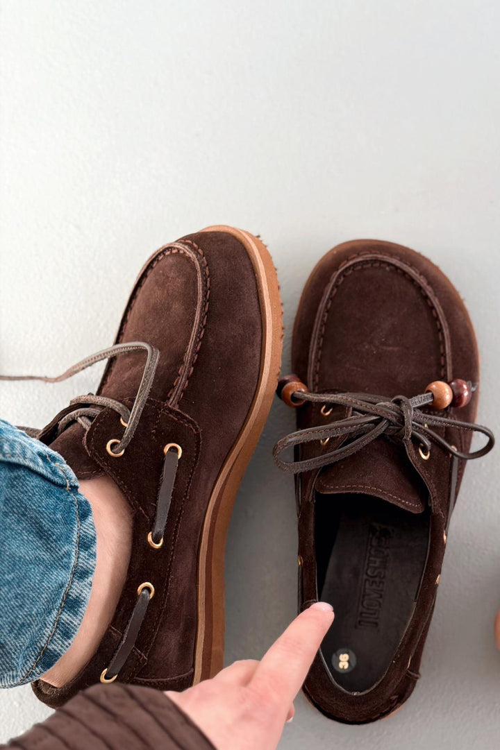 Armon Hakiki Süet Kadın Oxford Acıkahve - ILOVESHOES