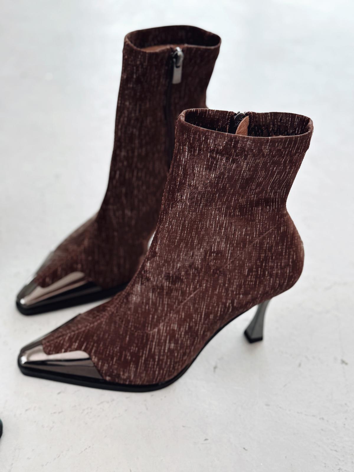 Rosavi Kadın Topuklu Streç Bot Acıkahve Nubuk - ILOVESHOES