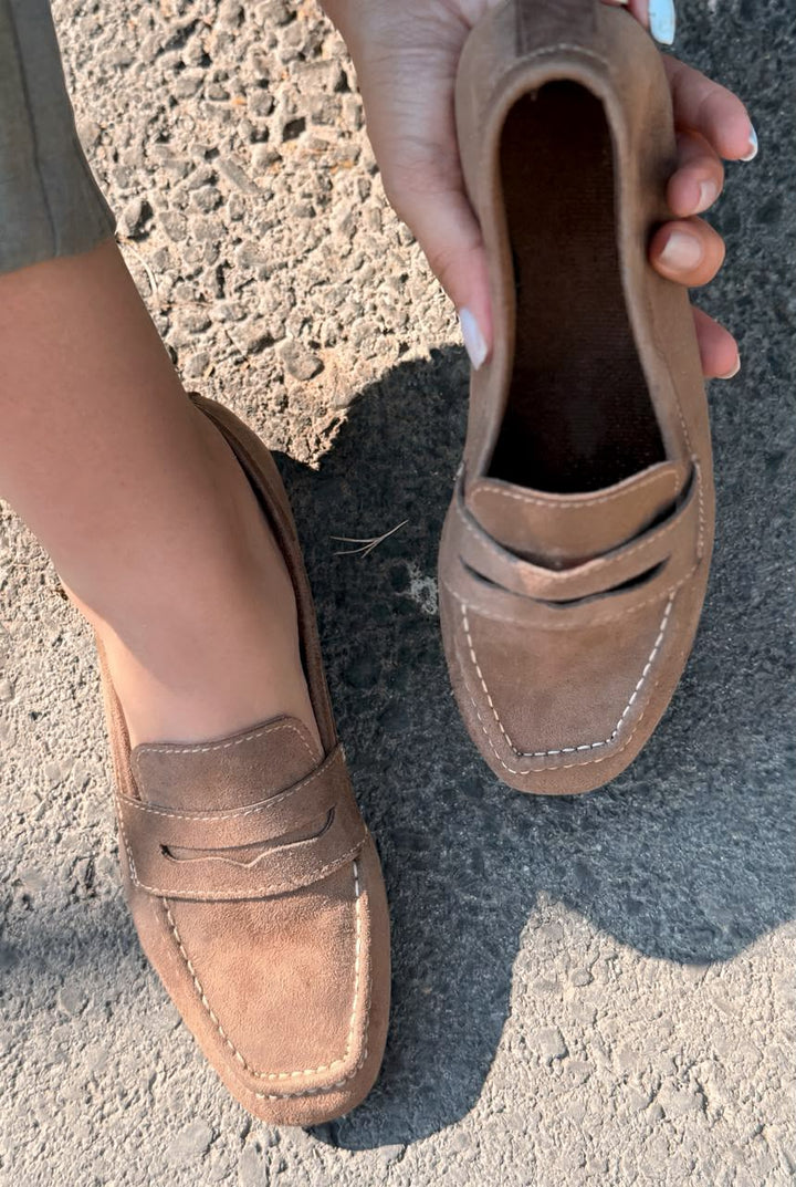 Orvino Vizon Süet Kadın Loafer - ILOVESHOES