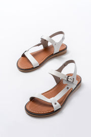 Marilsa Hakiki Deri Beyaz Kadın Sandalet - ILOVESHOES