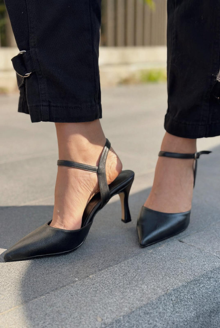 Beloria Stiletto Siyah Mat Deri - ILOVESHOES