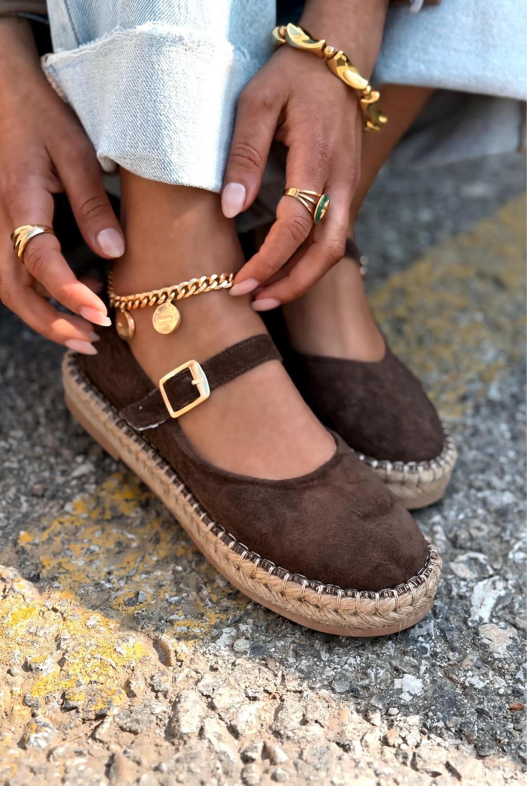 Marena Hakiki Süet Kadın Espadril Acıkahve - ILOVESHOES
