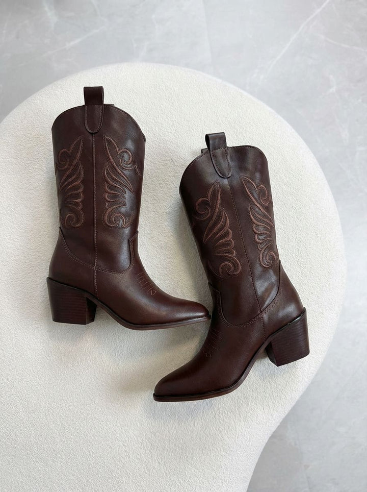 Jorny Kadın Kovboy Çizme Acıkahve Mat Deri - ILOVESHOES