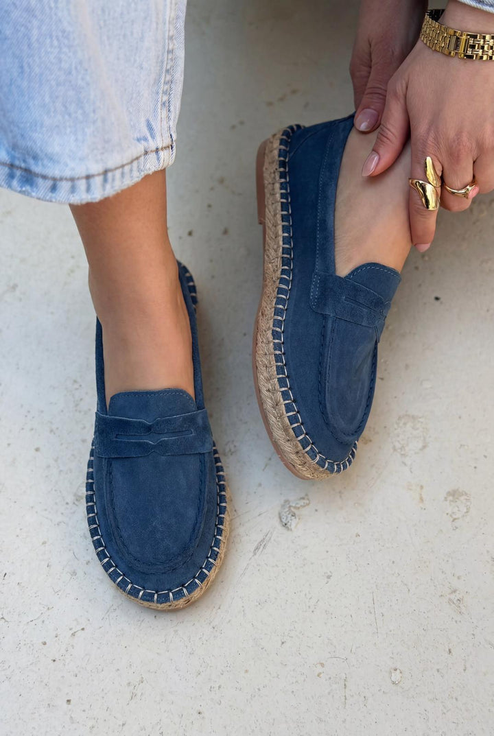 Celure Espadril Loafer Lacivert Hakiki Süet - ILOVESHOES
