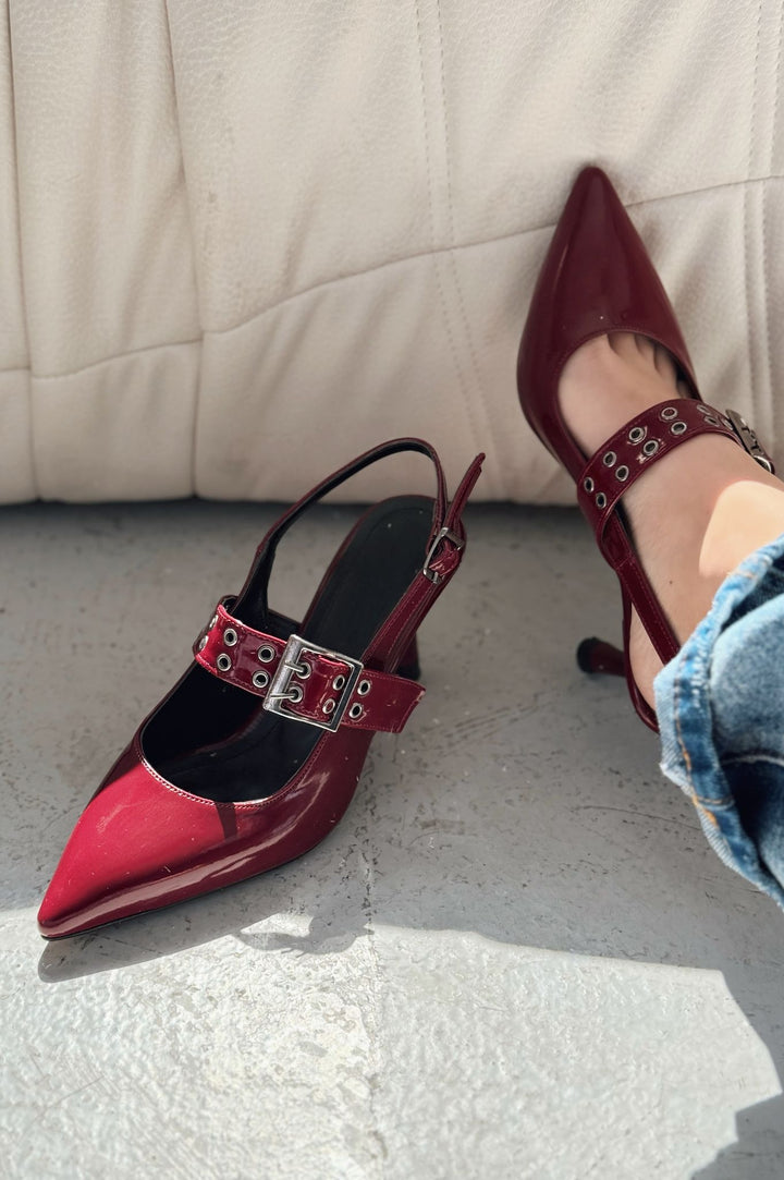 Benor Rugan Bordo Toka Detaylı Stiletto
