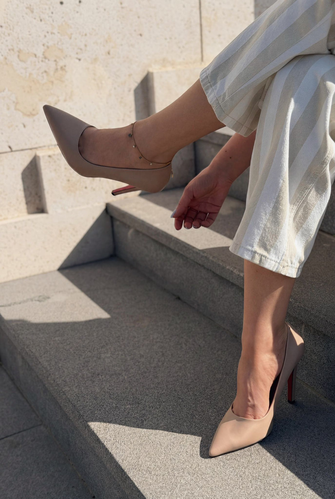 Noxi Nude Mat Deri Kadın Stiletto