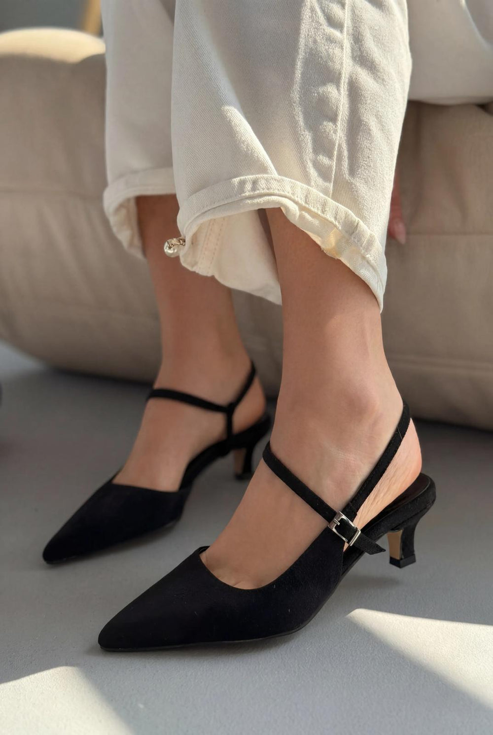 Torev Siyah Süet Kadın Stiletto - ILOVESHOES