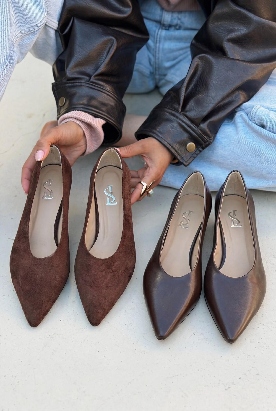 Seranis Stiletto Acıkahve Süet - ILOVESHOES