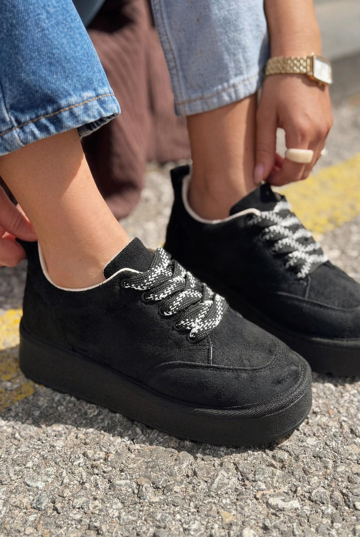 Ruvo Kadın Spor Ayakkabı Siyah Süet - ILOVESHOES