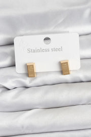 ILS - 1052 KAdın Küpe Gold Çelik Külçe Model - ILOVESHOES