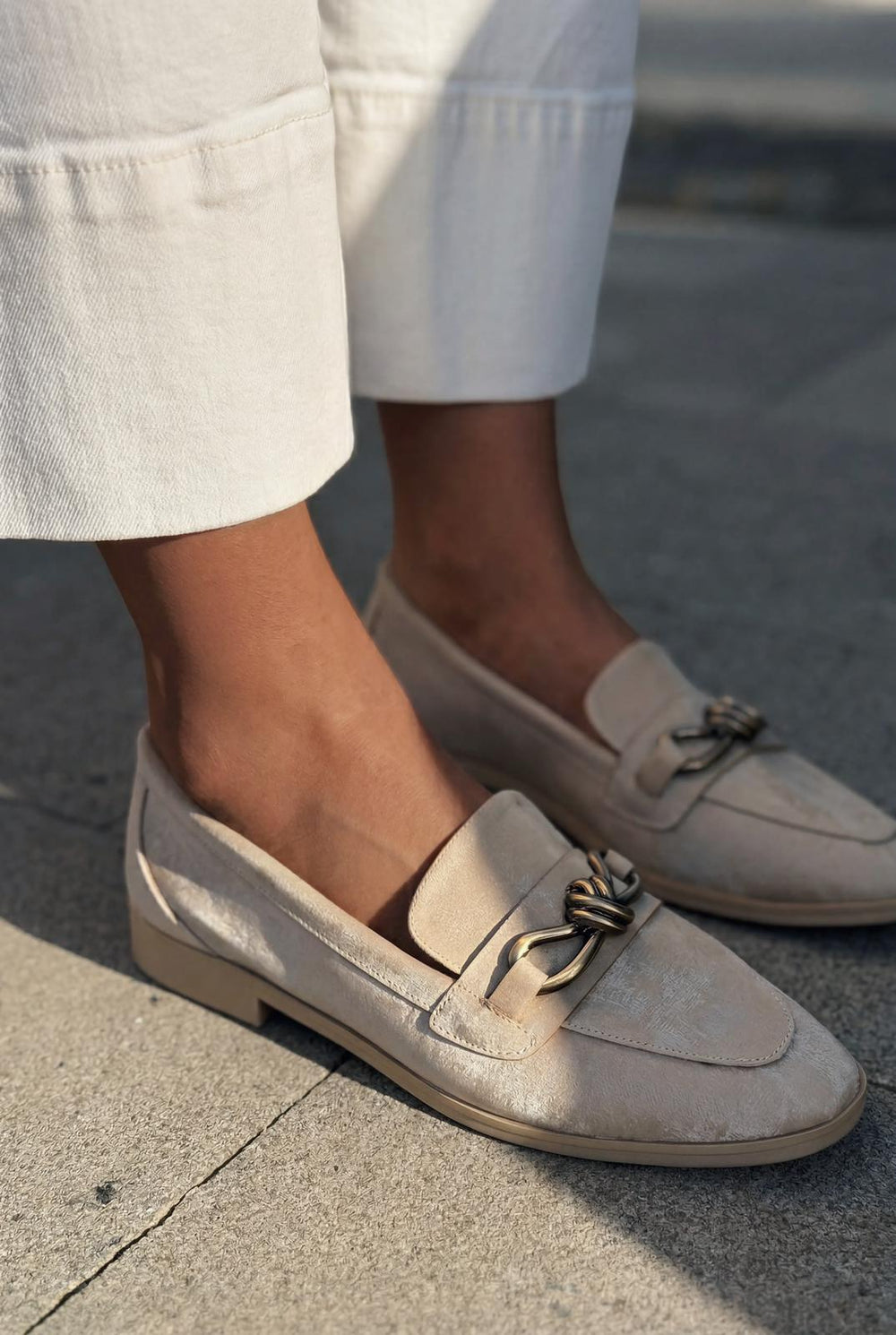 Kastora Kadın Loafer Bej Saten - ILOVESHOES