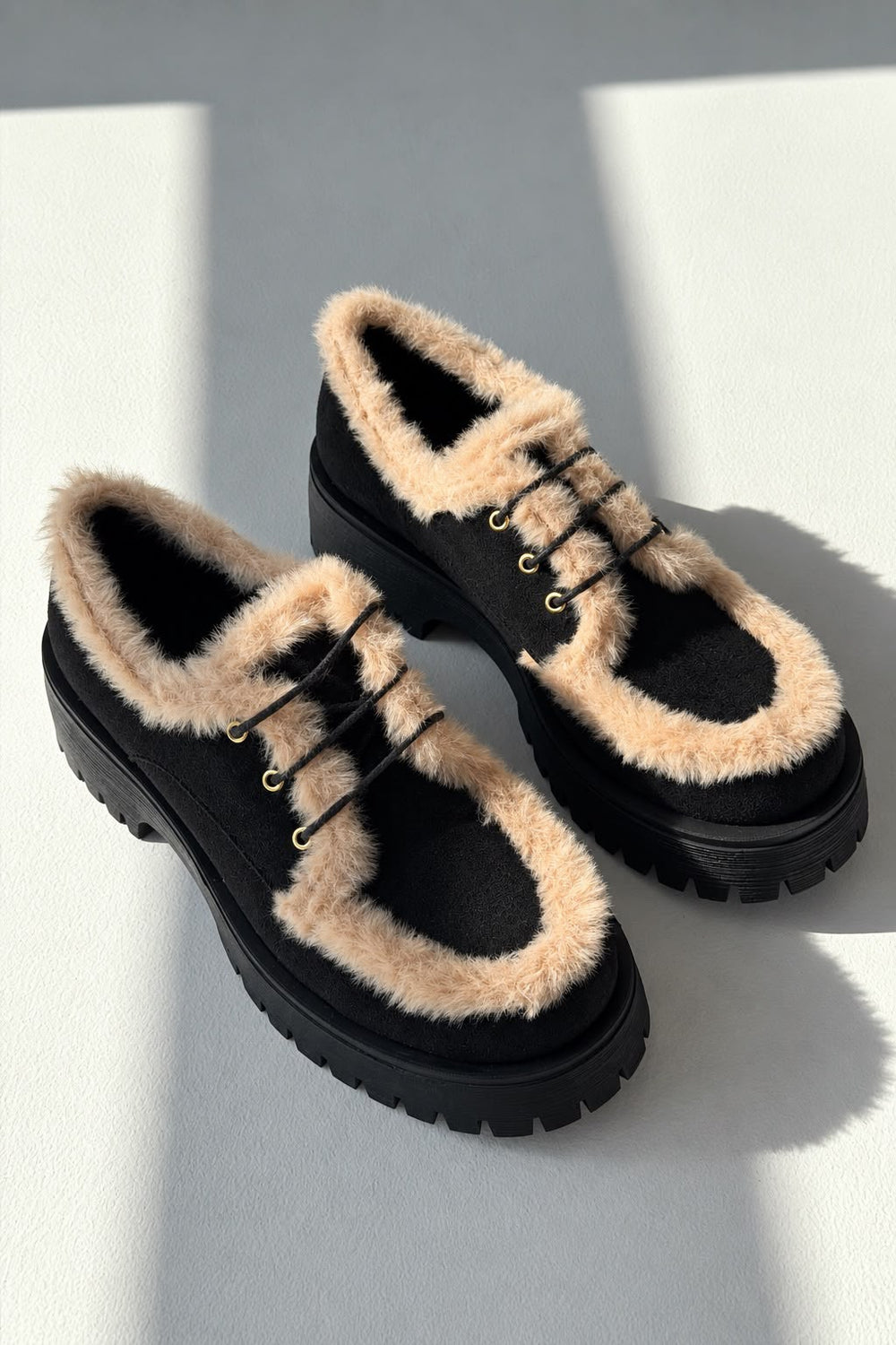 Eloria Siyah Süet Kadın Oxford Ayakkabı - ILOVESHOES