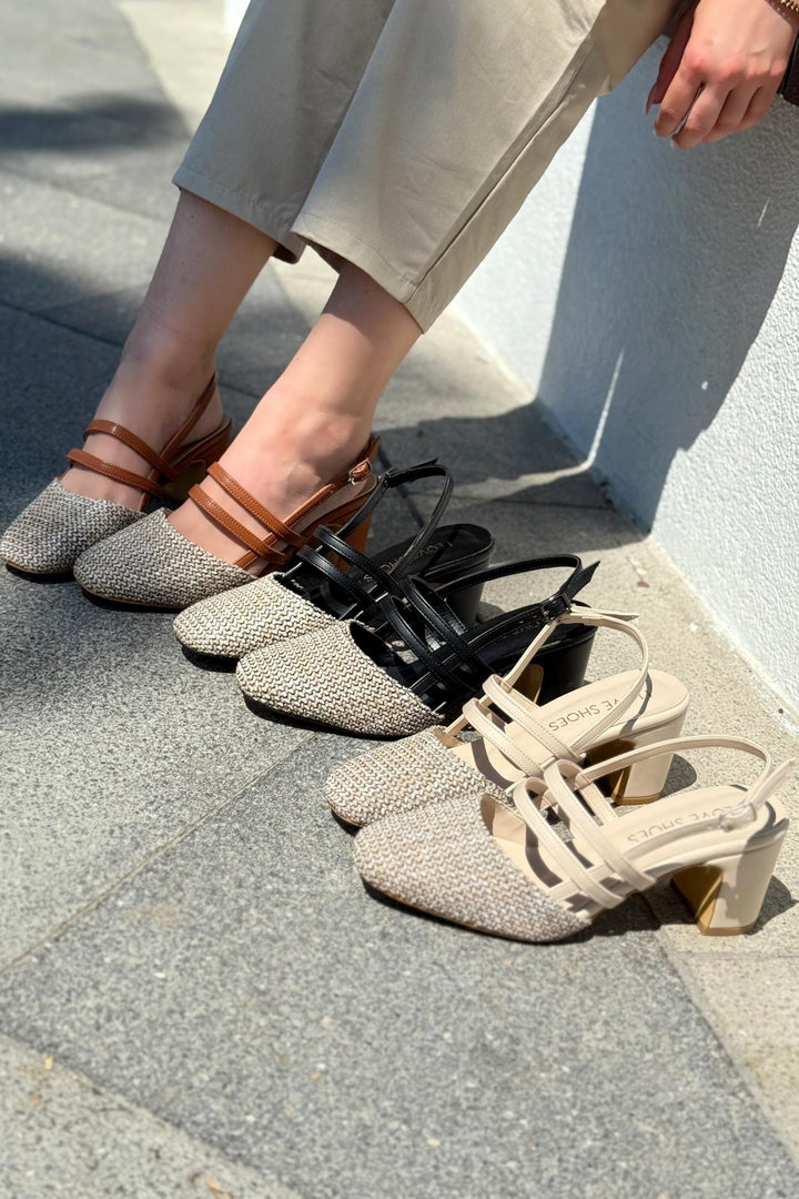 Marlo Mat Deri Taba Hasır Detaylı Mary Jane - ILOVESHOES