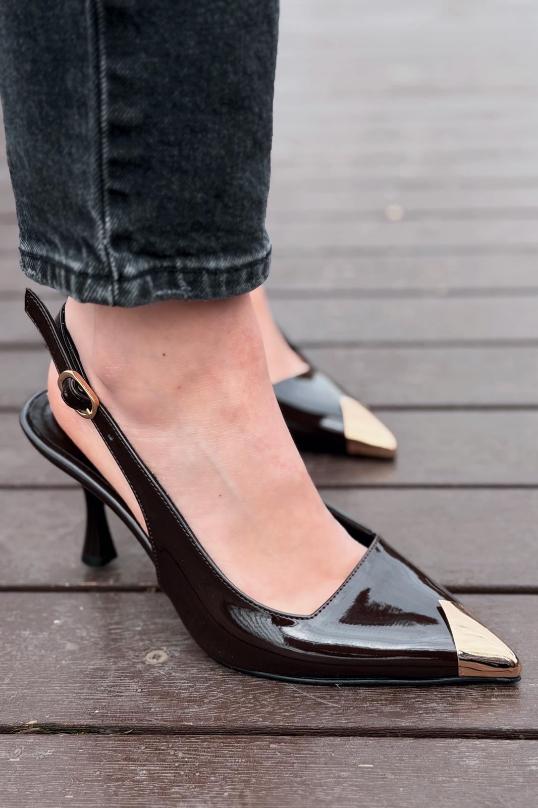 Caligo Stiletto Acıkahve Rugan - ILOVESHOES