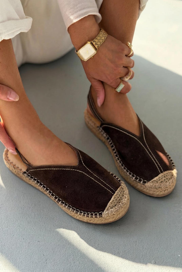 Orveth Acıkahve Hakiki Süet Kadın Espadril - ILOVESHOES