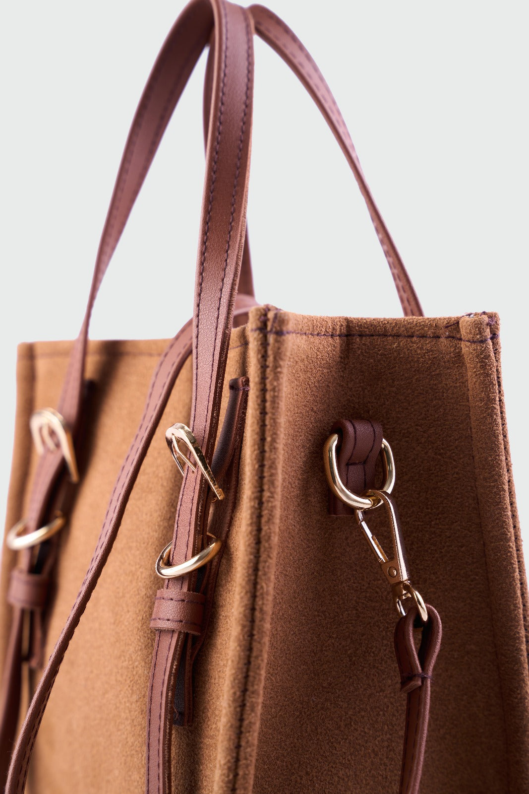 Olyra Çapraz Çanta Taba Süet Kemer Detaylı