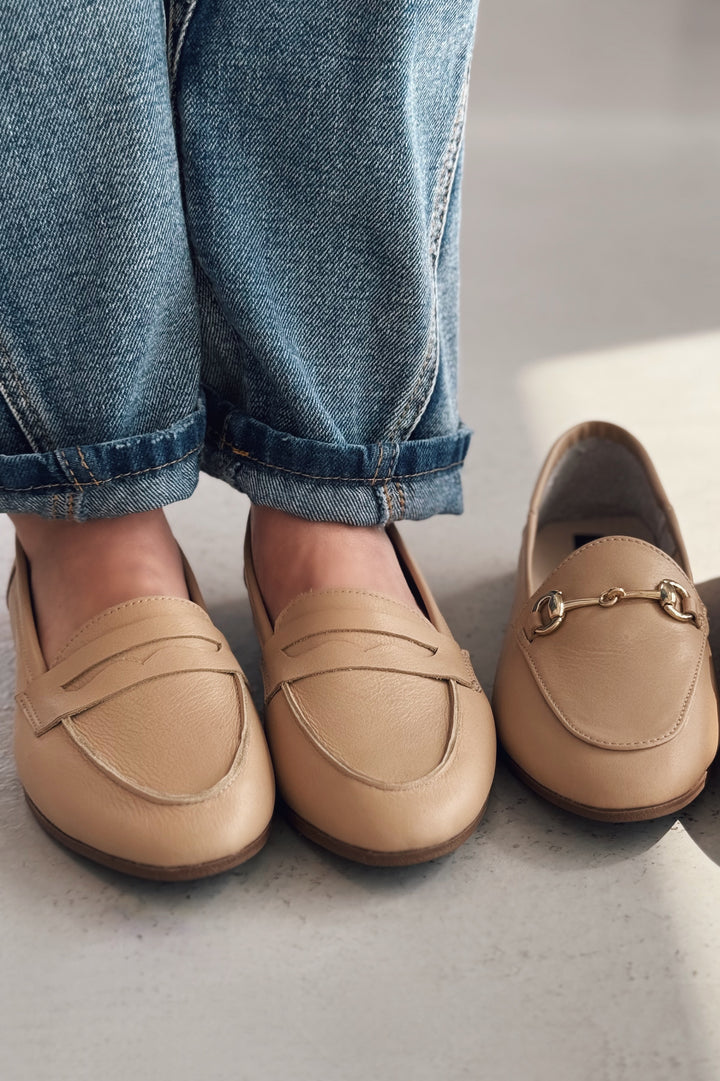 Lemor Hakiki Deri Kadın Loafer Bej