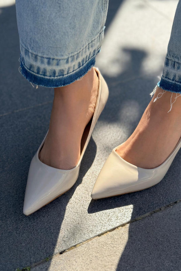 Delvion Bej Rugan Kadın Stiletto - ILOVESHOES