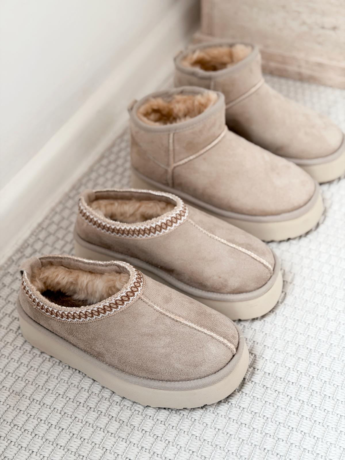 Leonar Kadın İçi Tüylü Bot Bej Süet - ILOVESHOES