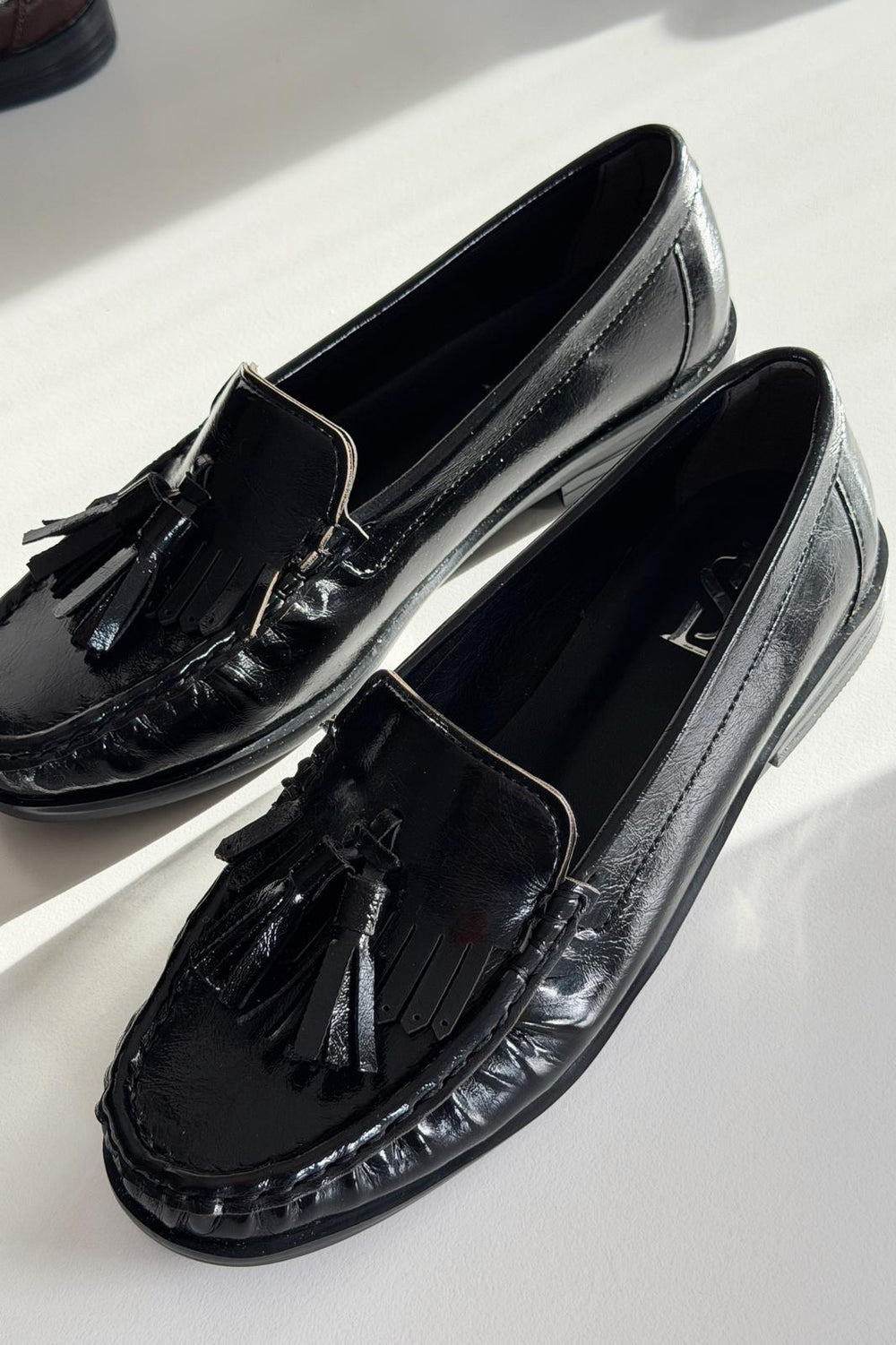 Renard Kadın Loafer Siyah Kırışık Rugan - ILOVESHOES