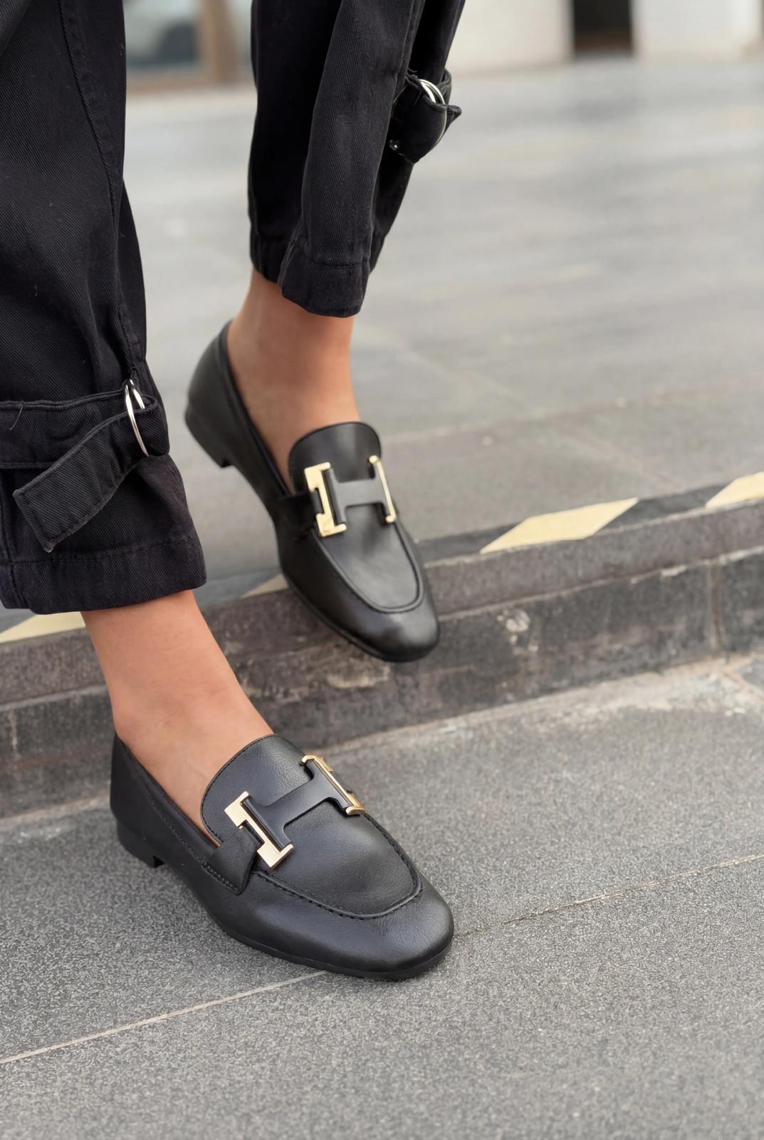 Elara Kadın Loafer Siyah Mat Deri - ILOVESHOES