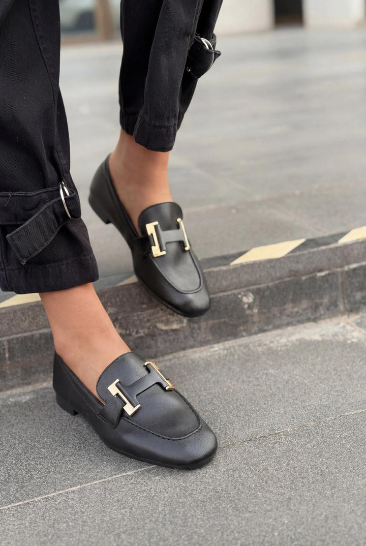 Elara Kadın Loafer Siyah Mat Deri - ILOVESHOES