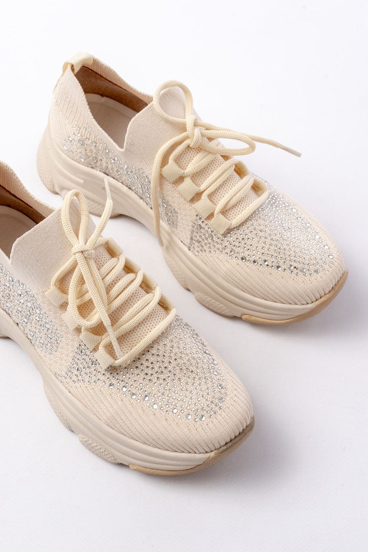 Salina File Bej Taş Detaylı Kadın Spor Ayakkabı
