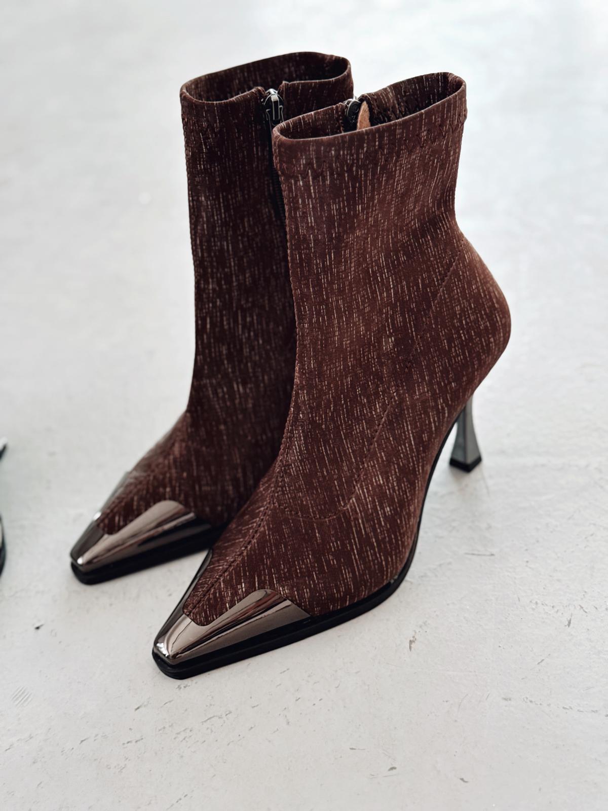 Rosavi Kadın Topuklu Streç Bot Acıkahve Nubuk - ILOVESHOES