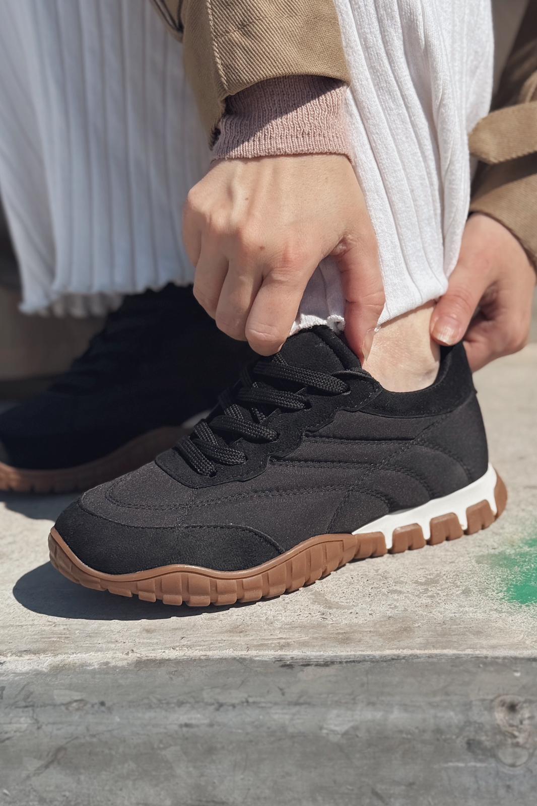 Romine Paraşüt Kumaş Siyah Kadın Spor Ayakkabı - ILOVESHOES