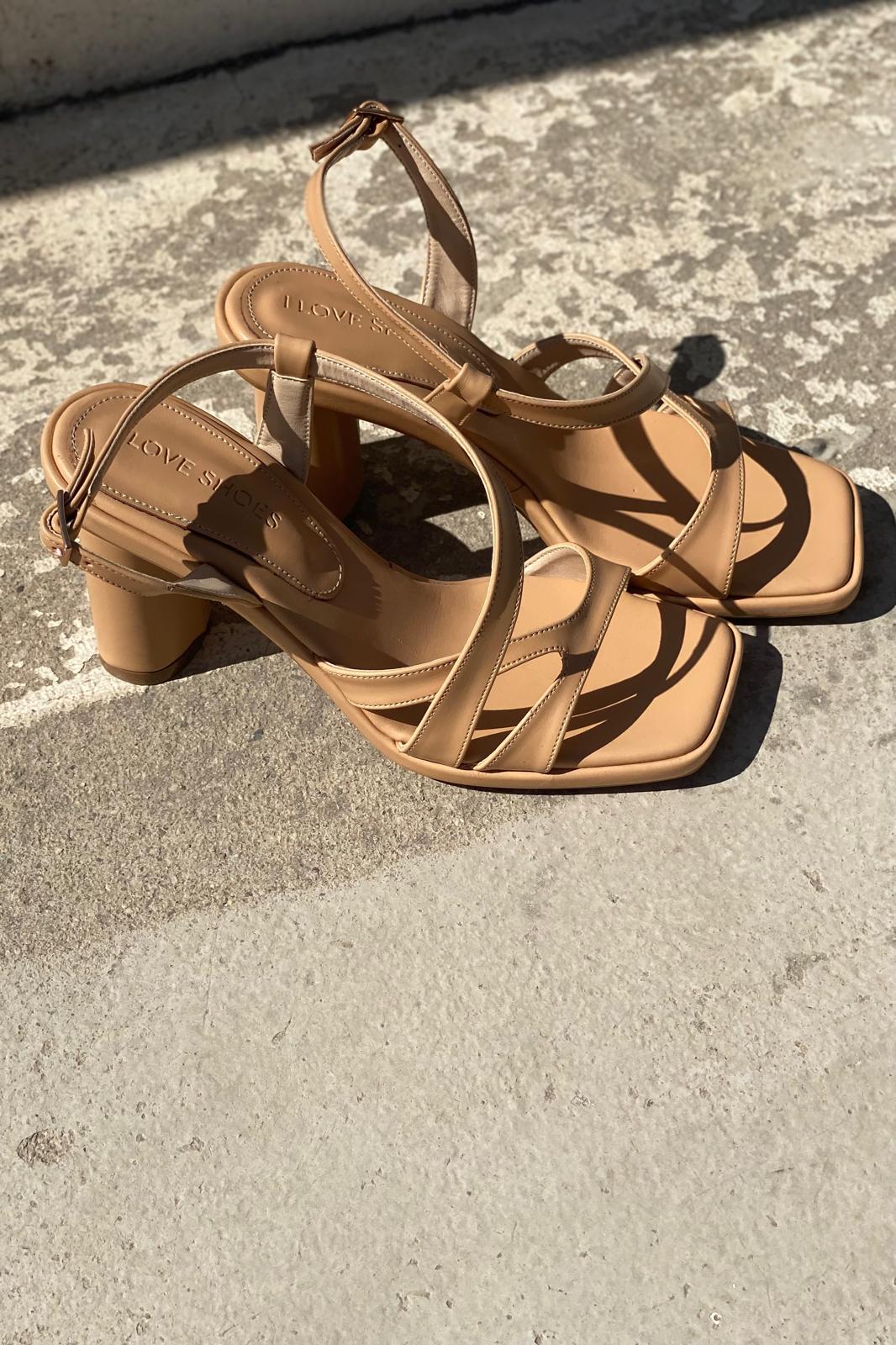 Lorvina Mat Deri Nude Topuklu Ayakkabı - ILOVESHOES