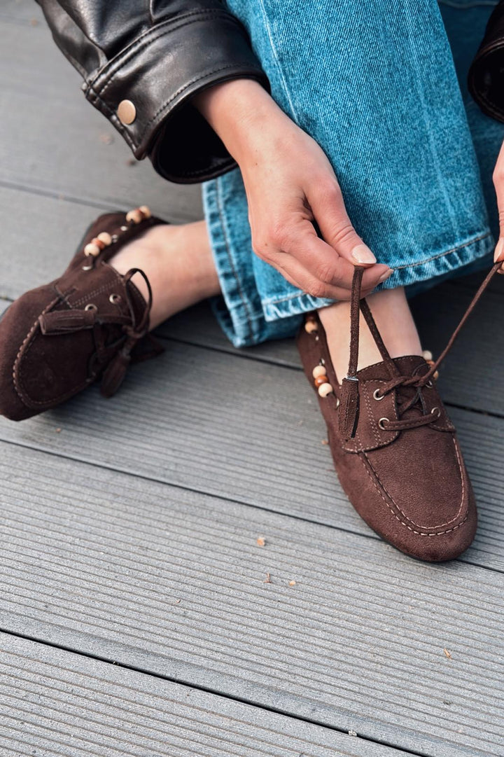 Brion Kadın Oxford Ayakkabı Acıkahve Süet - ILOVESHOES