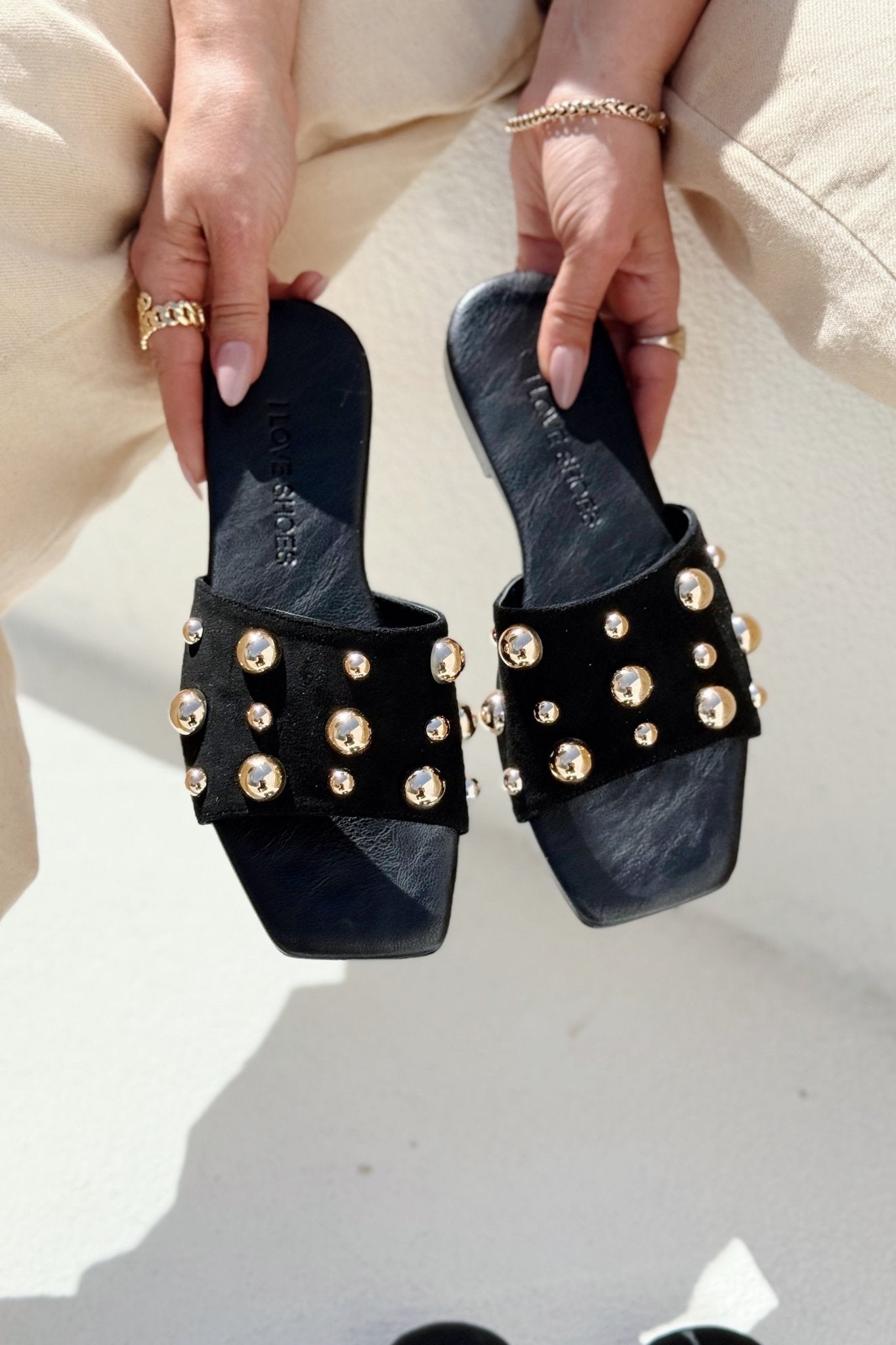 Neslor Süet Siyah Troklu Kadın Terlik - ILOVESHOES