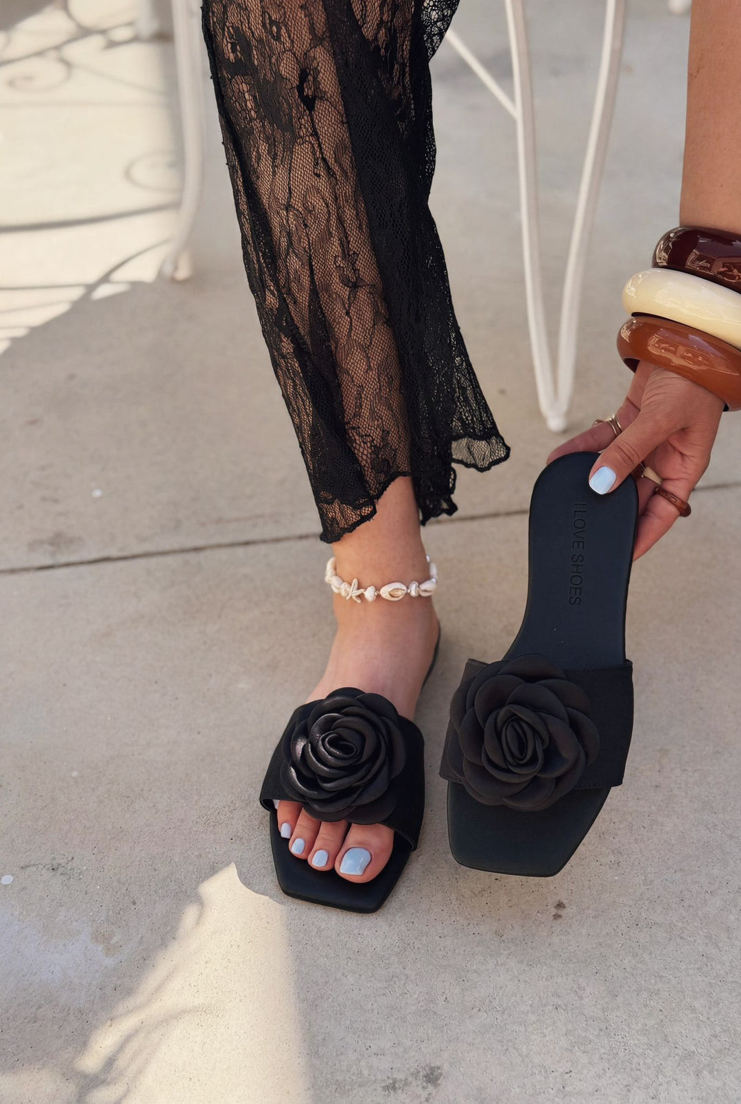 Turell Siyah Saten Kadın Terlik - ILOVESHOES